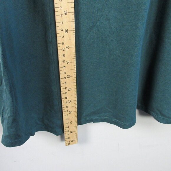 Pure Jill Dipped Hem Swing Dress M Green Pima Cotton Modal Midi Lounge 312 - Picture 8 of 9